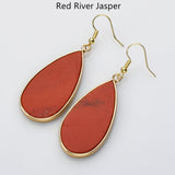 Teardrop Gold Gemstone Earrings, Amethyst Rose Quartz Lapis Jasper Stone Drop Earring WX2217