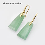 Gold Natural Gemstone Earrings, Faceted Crystal Earrings, Fashion Jewelry WX2219