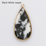 Teardrop Gold Multi Gemstone Pendant Bead, Amethyst Jasper Stone Charm, Wholesale Supply WX2216