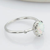 925 Sterling Silver Oval White Opal CZ Ring Jewelry SS272-5