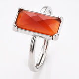 Silver Bezel Rectangle Multi Gemstone Faceted Statement Ring, Adjustable Crystals Rings ZS0532