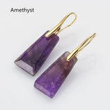 Gold Natural Gemstone Earrings, Faceted Crystal Earrings, Fashion Jewelry WX2219