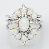 3 pcs/set of 925 Sterling Silver White Opal CZ Ring Jewelry SS272-6