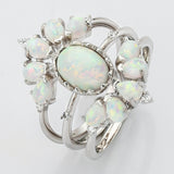 3 pcs/set of 925 Sterling Silver White Opal CZ Ring Jewelry SS272-6