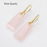 Gold Natural Gemstone Earrings, Faceted Crystal Earrings, Fashion Jewelry WX2219