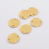 50 Pcs of Matt Gold Plated Brass Wavy Round Slice Connector Findings, Double Holes, For Jewelry Making PJ316