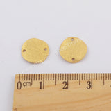 50 Pcs of Matt Gold Plated Brass Wavy Round Slice Connector Findings, Double Holes, For Jewelry Making PJ316