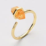 Gold Plated Hexagon Point Turquoise Garnet Aquamarine Gemstone Faceted CZ Micro Pave Adjustable Ring Jewelry ZG0490