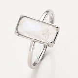 Silver Bezel Rectangle Multi Gemstone Faceted Statement Ring, Adjustable Crystals Rings ZS0532