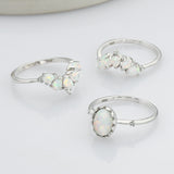 3 pcs/set of 925 Sterling Silver White Opal CZ Ring Jewelry SS272-6