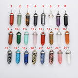 Silver Hexagon Point Multi Gemstone Pendants, Natural Crystal Stone Charm Jewelry Making AL646