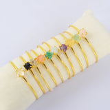 Gold Plated Claw Multi Natural Gemstone Raw Stone Adjustable Bangle Bracelet Jewelry Cuff ZG0451