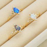 925 Sterling Silver Claw Opal Ring in Gold Plated, CZ Micro Pave, Teardrop Fire Opal Jewelry SS264RG