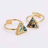 Gold Plated Natural Copper Turquoise Moon Ring, Adjustable, Turquoise Gemstone Star Jewelry Ring ED002