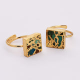 Gold Plated Natural Copper Turquoise Moon Ring, Adjustable, Turquoise Gemstone Star Jewelry Ring ED002