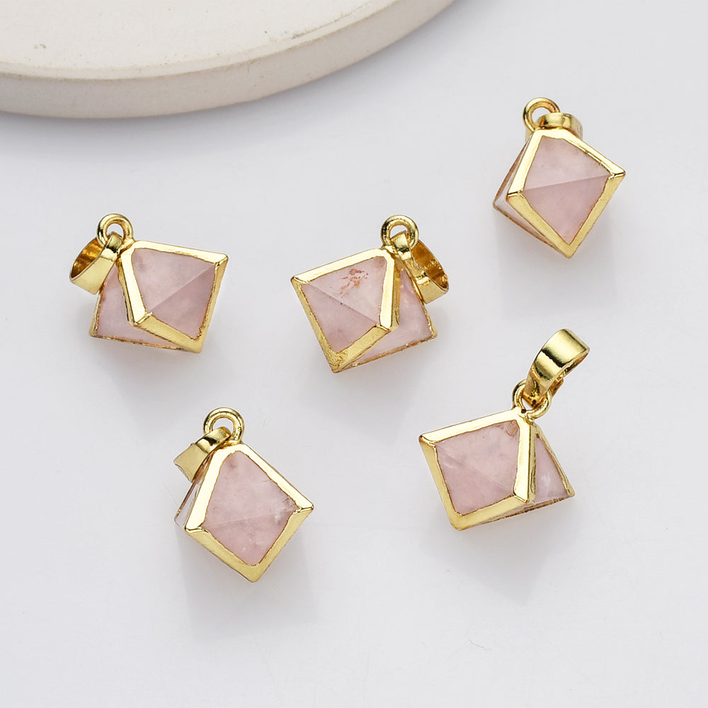 pyramid rose quartz pendants