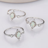 925 Sterling Silver Oval White Opal Ring, Zircon Ring, Fashion Jewelry For Her SS288-3