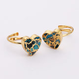 Gold Plated Natural Copper Turquoise Moon Ring, Adjustable, Turquoise Gemstone Star Jewelry Ring ED002