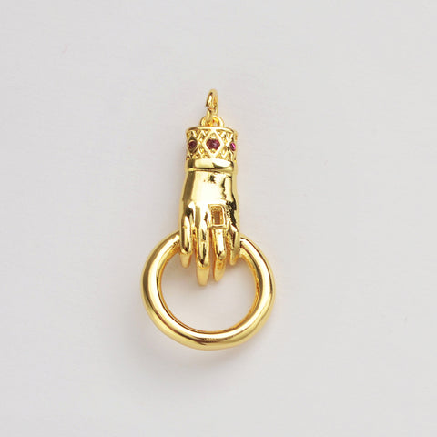 Gold Plated Hand With Circle Charm Pendant WX1935