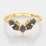 925 Sterling Silver Gold Drop Black Opal CZ Ring, Fashion Jewelry SS273-1