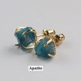 Gold Claw Raw Gemstone Stud Earrings, Prong Set Crystsal Earring, Healing Stone Jewelry ZG0446