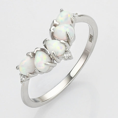 925 Sterling Silver White Opal CZ Ring, Fashion Jewelry SS272-4