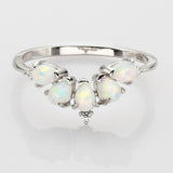 925 Sterling Silver White Opal CZ Ring, Fashion Jewelry SS272-4