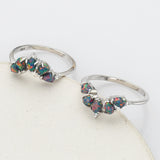 925 Sterling Silver Drop Black Opal Ring, CZ Pave Fashion Jewelry SS273-4