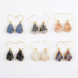 Teardrop Agate Earrings Gold Plated Claw Titanium Rainbow Druzy Faceted Earrings ZG0356