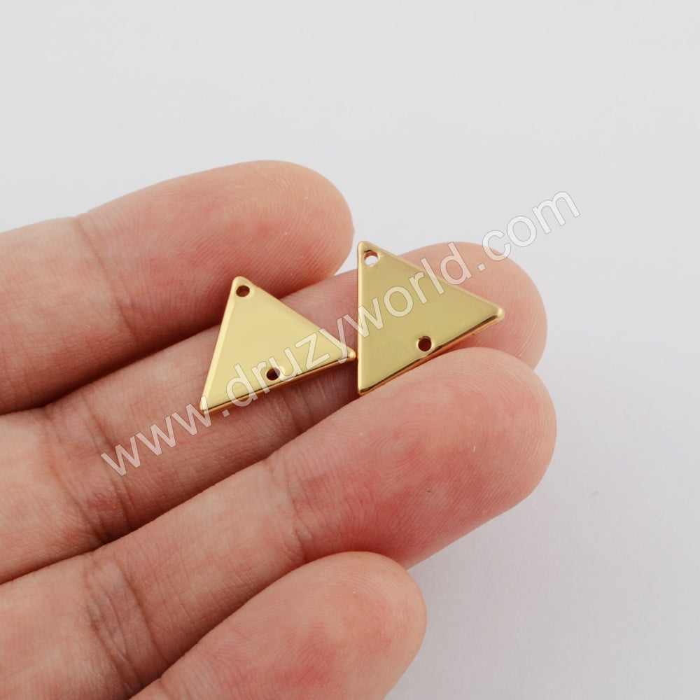 100 Pcs of Triangle Gold Plated Brass Connector Slice Making Jewelry Supply PJ377, jewelry findings