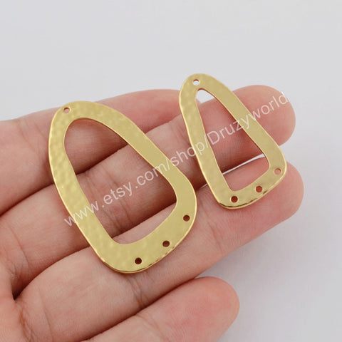 20 Pcs Gold Plated Brass Soldered Frame Charm Findings With Holes, For Jewelry Making PJ379