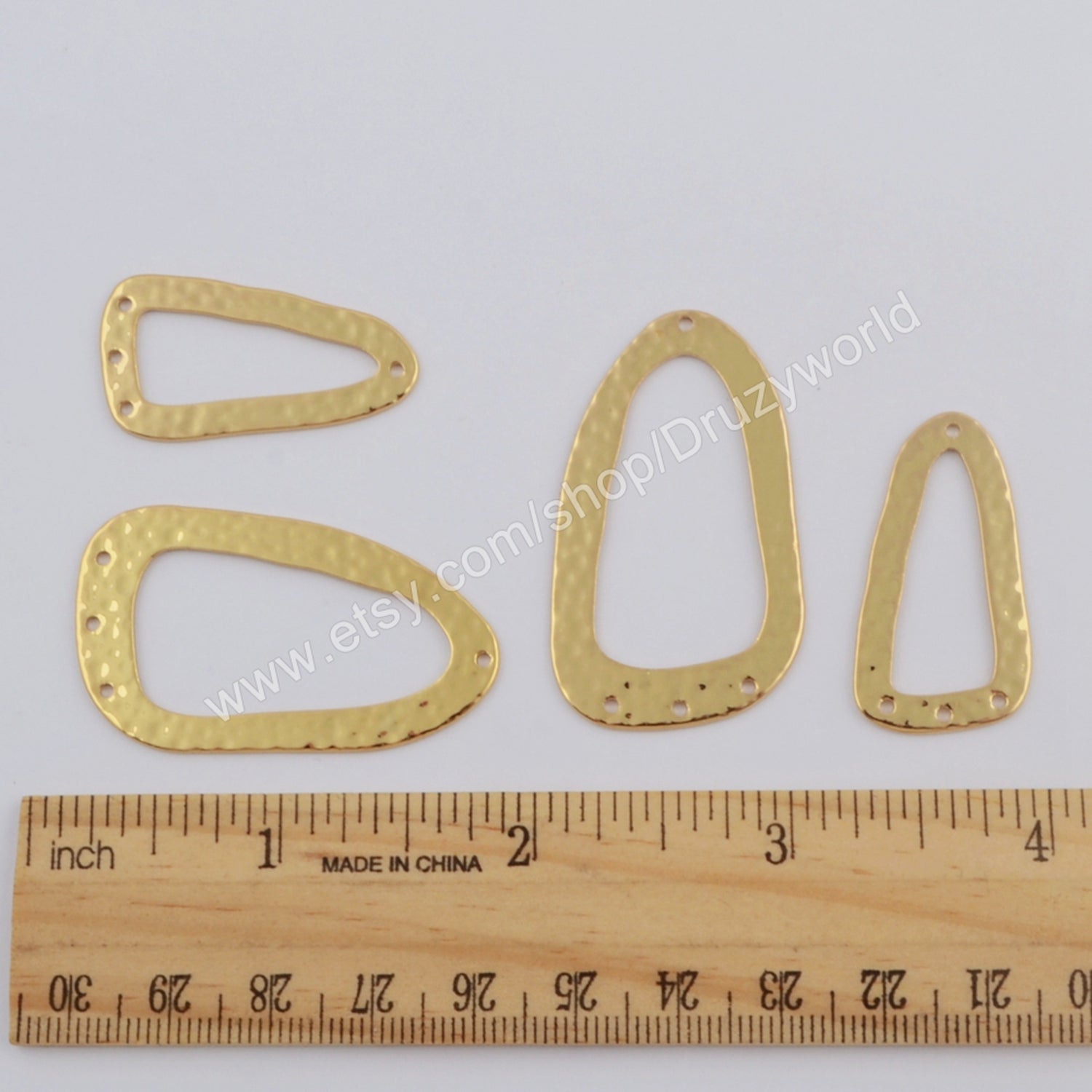 20 Pcs Gold Plated Brass Soldered Frame Charm Findings With Holes, For Jewelry Making PJ379