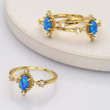 925 Sterling Silver Oval Blue Opal CZ Ring in Gold Plated, Fashion Jewelry For Women SS287-2