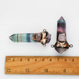 Copper Natural Rainbow Fluorite & Amethyst & Rose Quartz Connector, Hexagon Point Crystal Jewelry WX2212