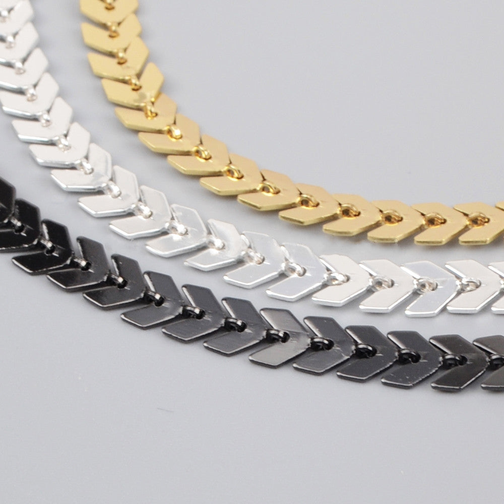 1 Meter Gold Plated Brass Fishtail Chain, Chevron Chain Findings PJ071