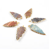 18" Gold Plated Rough Natural Jasper Arrowhead Pendant Necklace Boho Jewelry For Women G0505-4