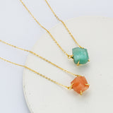 15.5" Gold Claw Raw Gemstone Necklace, S925 Sterling Silver Chain, Birthstone Necklace, Healing Crystal Stone Jewelry SS258