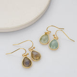 Gold Plated Teardrop Copper Turquoise Earrings, Faceted Gemstone Crystal Earring, Birthstone Jewelry ZG0505