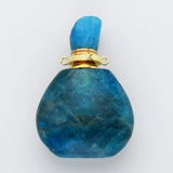 Natural Aquamarine, Moonstone, Apatite Perfume Essence Oil Bottle, 18K Gold Connector Boho Jewelry G1943