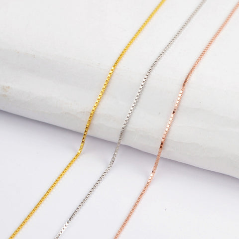 3 Pcs of 16" Gold Plated 925 Sterling Silver Box Chain Necklace, Finished Chain, DIY Jewelry Making PJ157