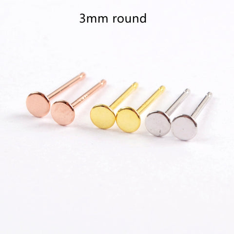 10 pairs of 925 Sterling Silver Earring Posts, 3mm Round Settings, DIY Jewelry Making Finding PJ159