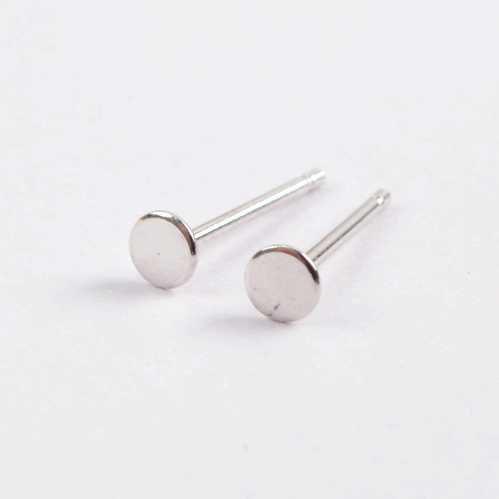10 pairs of 925 Sterling Silver Earring Posts, 3mm Round Settings, DIY Jewelry Making Finding PJ159