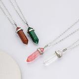 Silver Hexagon Point Multi Gemstone Pendants, Natural Crystal Stone Charm Jewelry Making AL646