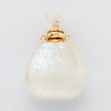 Natural Aquamarine, Moonstone, Apatite Perfume Essence Oil Bottle, 18K Gold Connector Boho Jewelry G1943