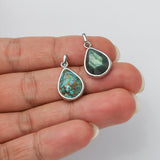 Teardrop Silver Plated Gemstone Pendant, Pear Faceted Crystal Stone Charm, Making Jewelry Craft ZS0508