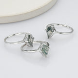 925 Sterling Silver Diamond Moss Agate Ring SS270-2