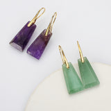 Gold Natural Gemstone Earrings, Faceted Crystal Earrings, Fashion Jewelry WX2219