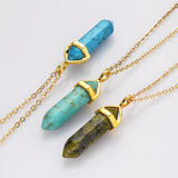 Gold Plated Multi Gemstone Pendant, Hexagon Point, Crystal Charm Jewelry Making AL647