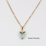 18" Gold Plated Gemstone Shield Shape Faceted Pendant Necklace G2071-N