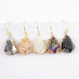 Teardrop Agate Earrings Gold Plated Claw Titanium Rainbow Druzy Faceted Earrings ZG0356